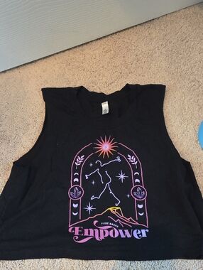 Pure Barre Black Graphic 'Empower' Cropped Tank